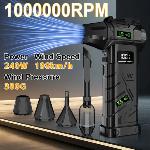 Powerful Violent Fan 1000000RPM Turbo Air Blower 380G Thrust High Speed Brushless Turbo Jet Blower with LED Lighting